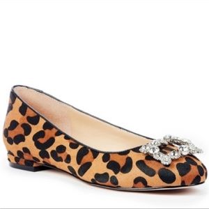 NWOT SOLE SOCIETY FUR Leopard print w/Bling:  Rhinestones Buckle Flats, Size 9.5